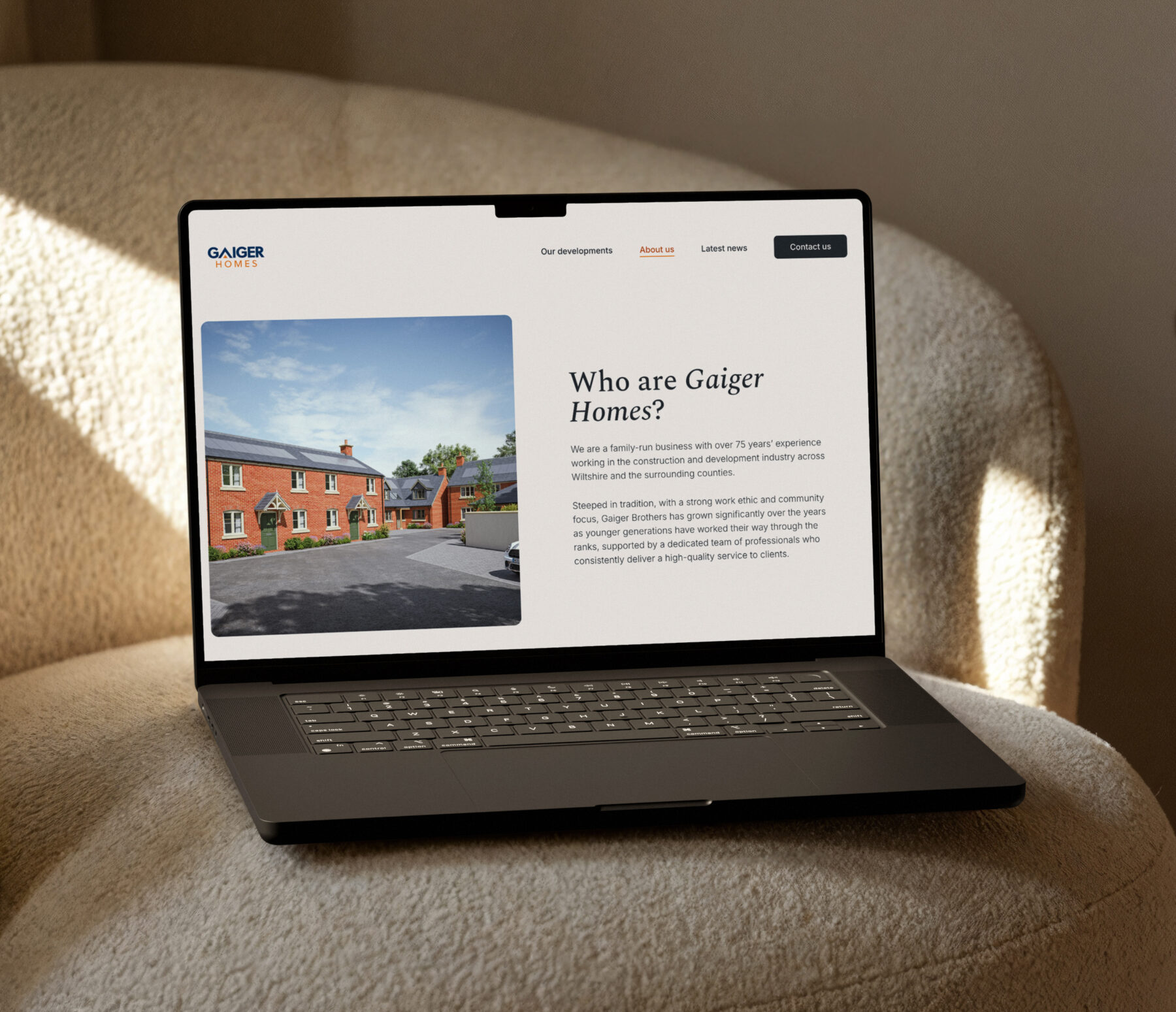 Gaiger Homes laptop mockup