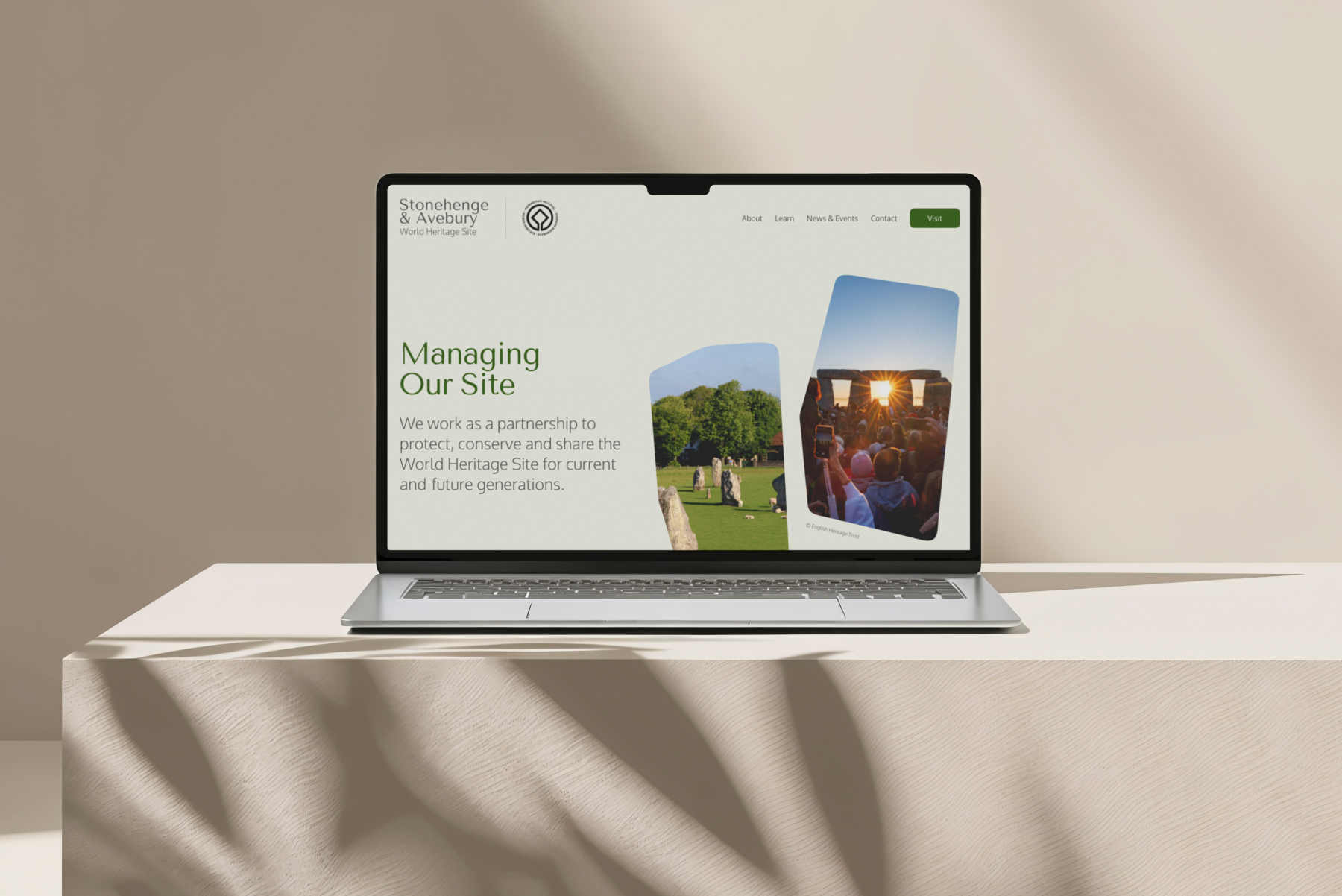 Stonehenge and Avebury Heritage Trust website on laptop