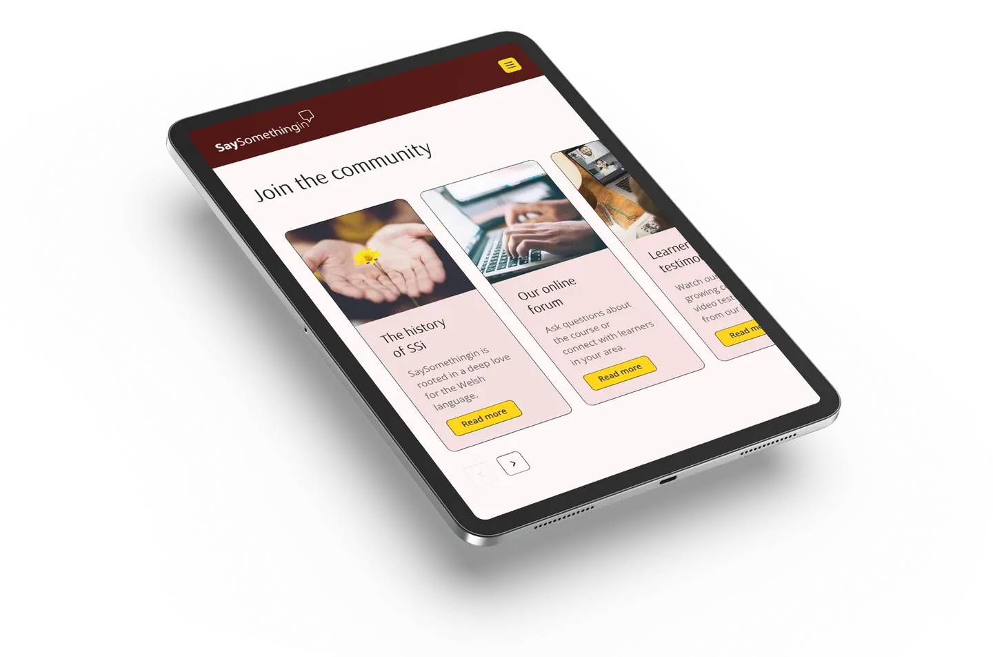 SaySomethingin iPad mockup