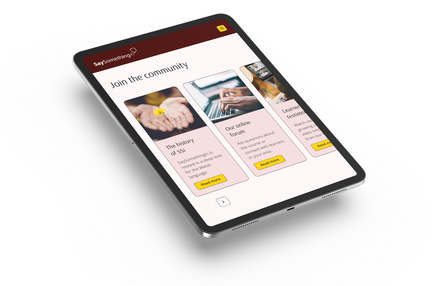 SaySomethingin iPad mockup