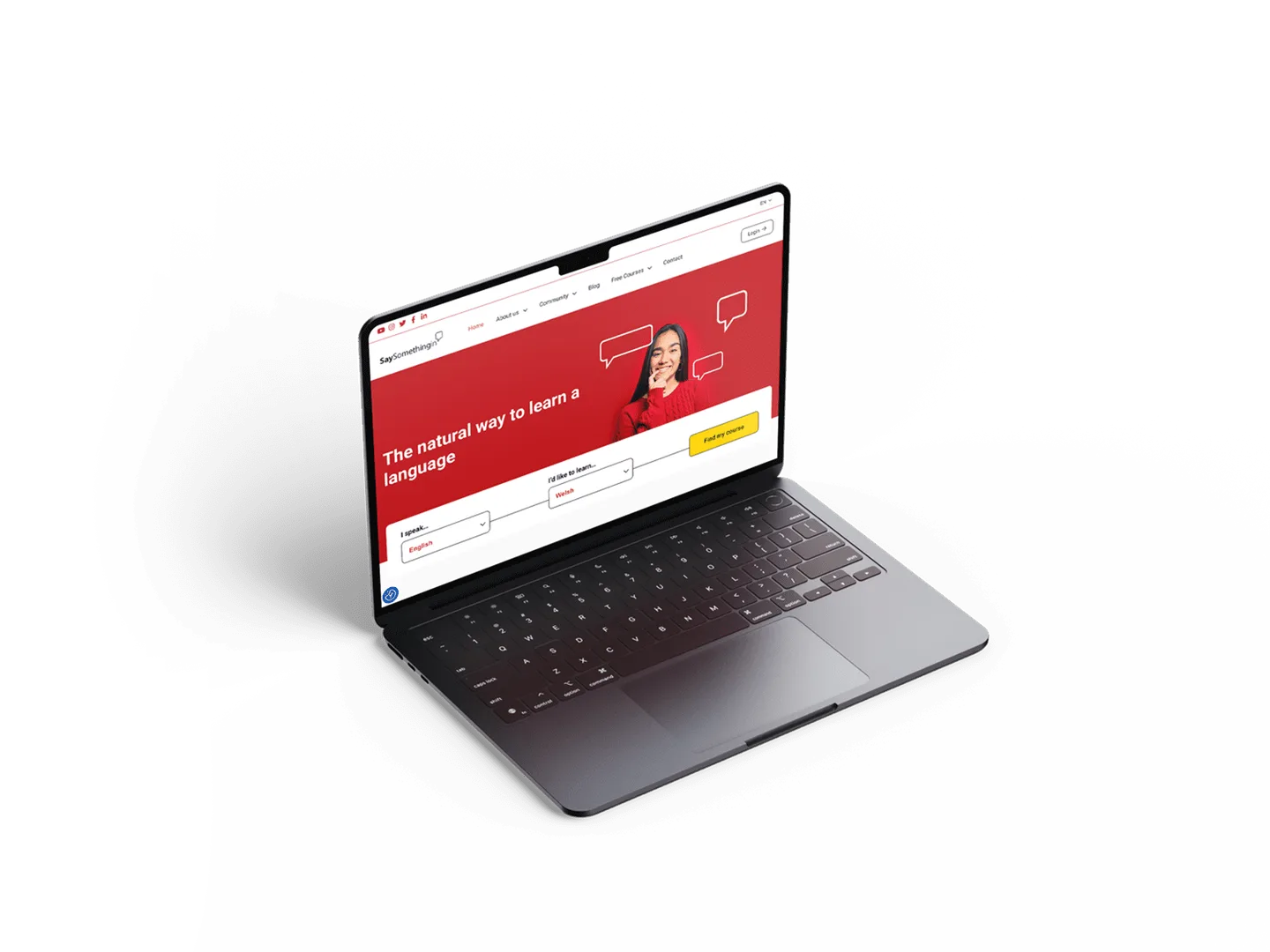 SaySomethingin website mockup