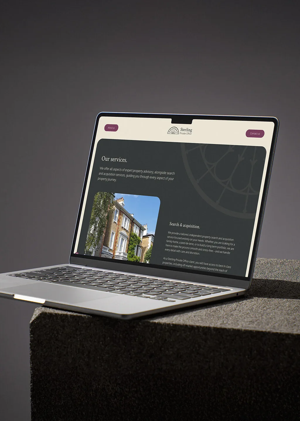 Sterling Private laptop mockup