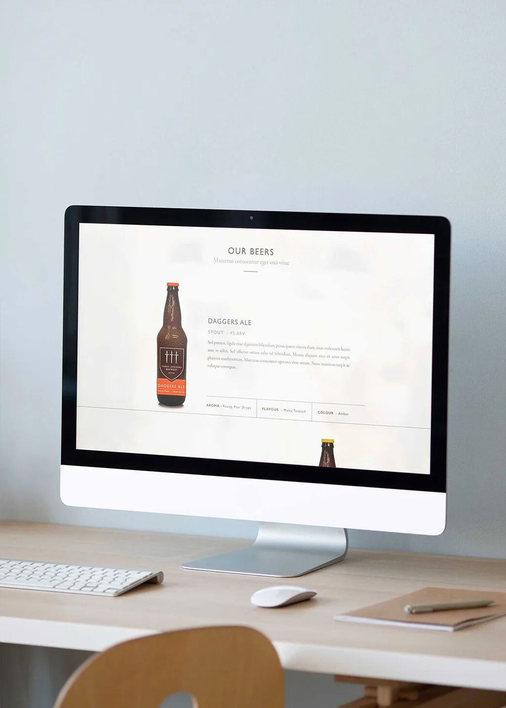 The Three Daggers website mockup
