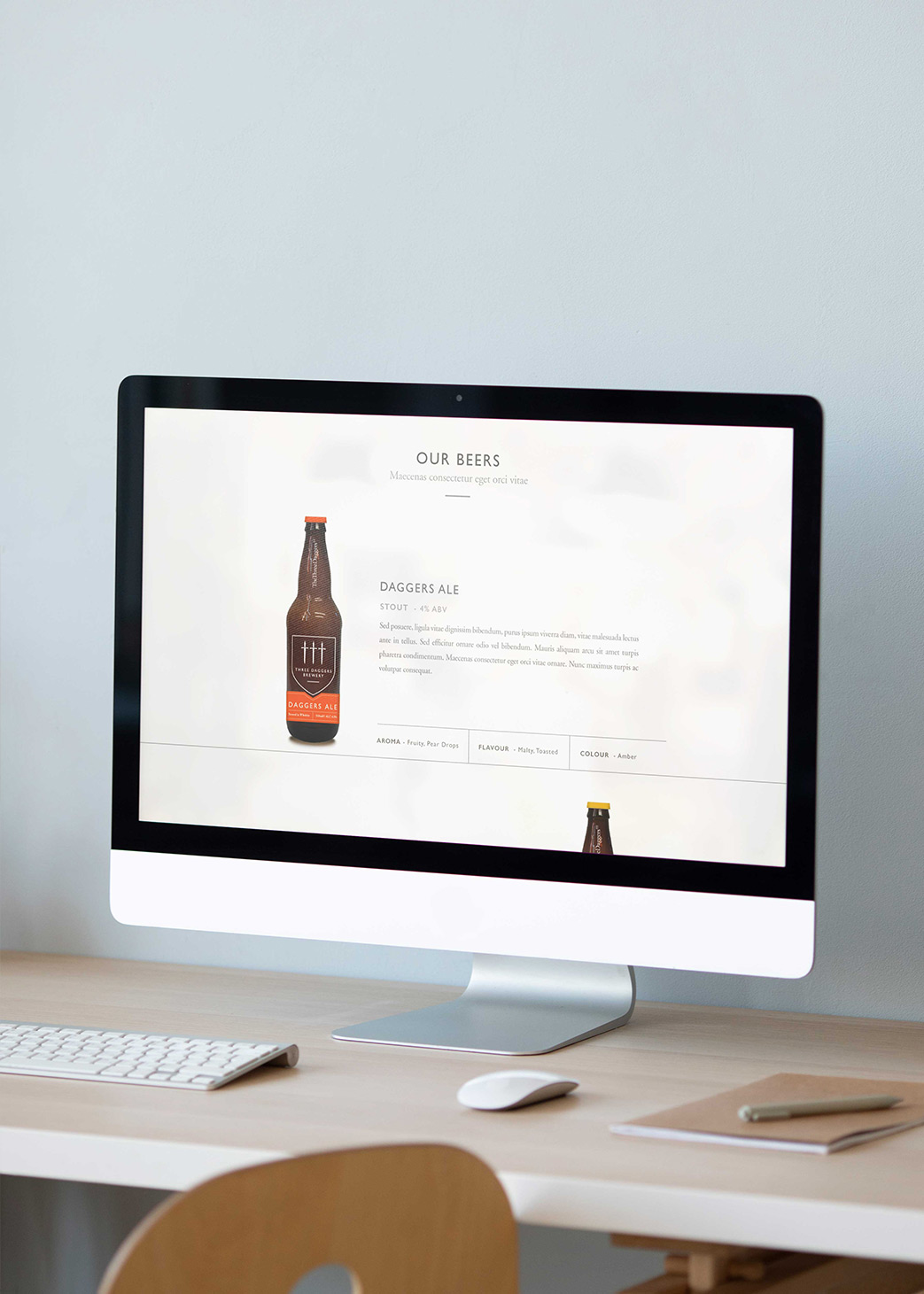 The Three Daggers website mockup