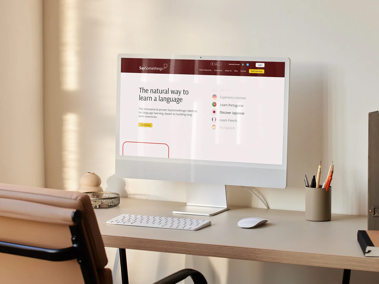 SaySomethingin website mockup