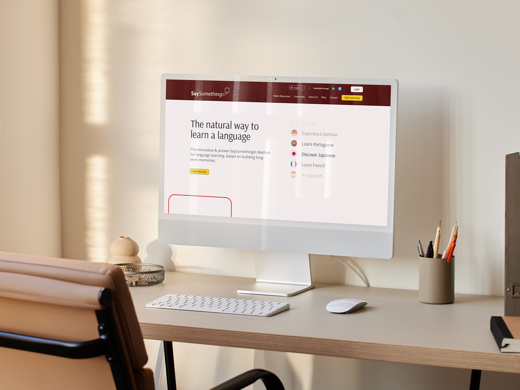 SaySomethingin website mockup