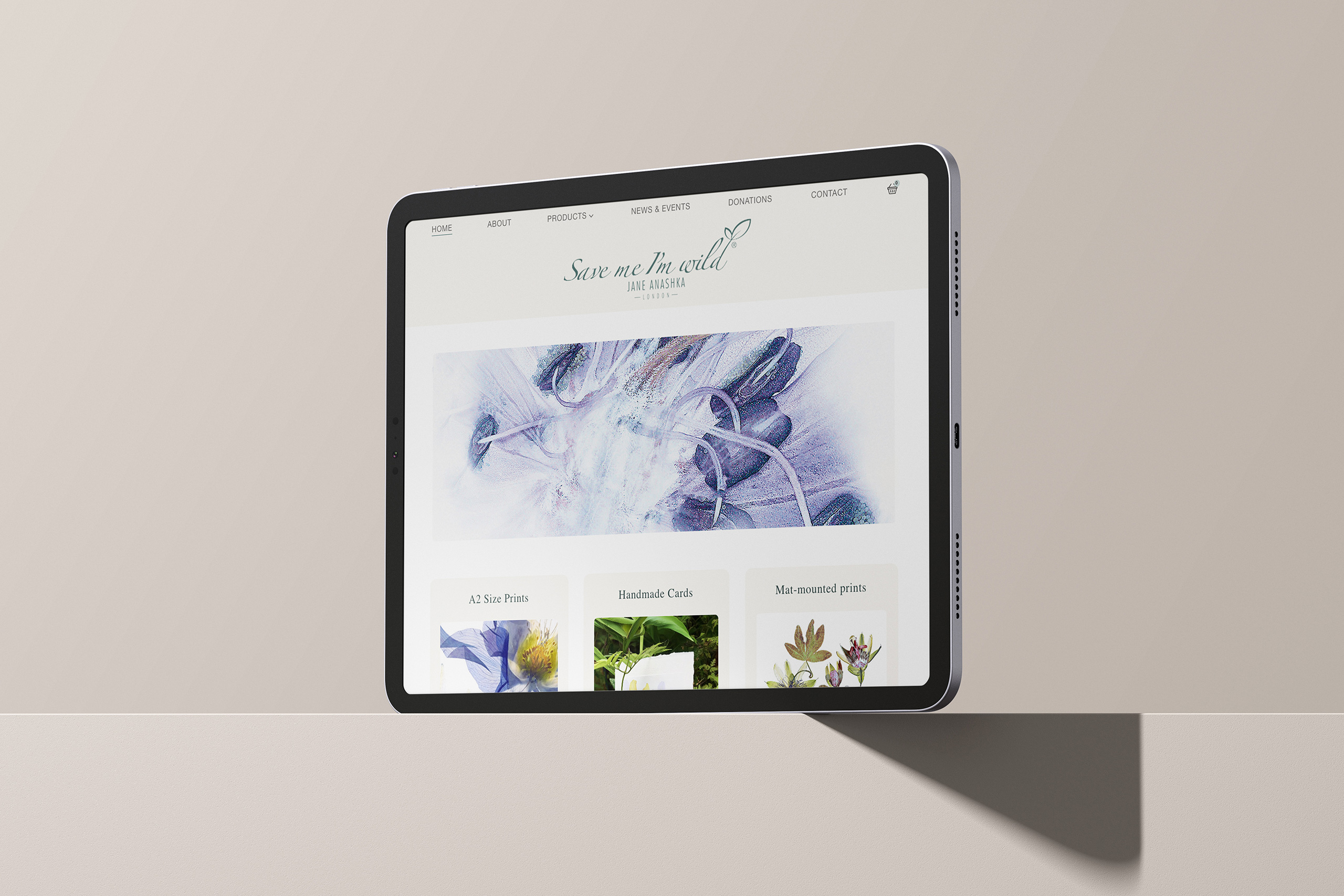 Save Me Im Wild website homepage on a tablet