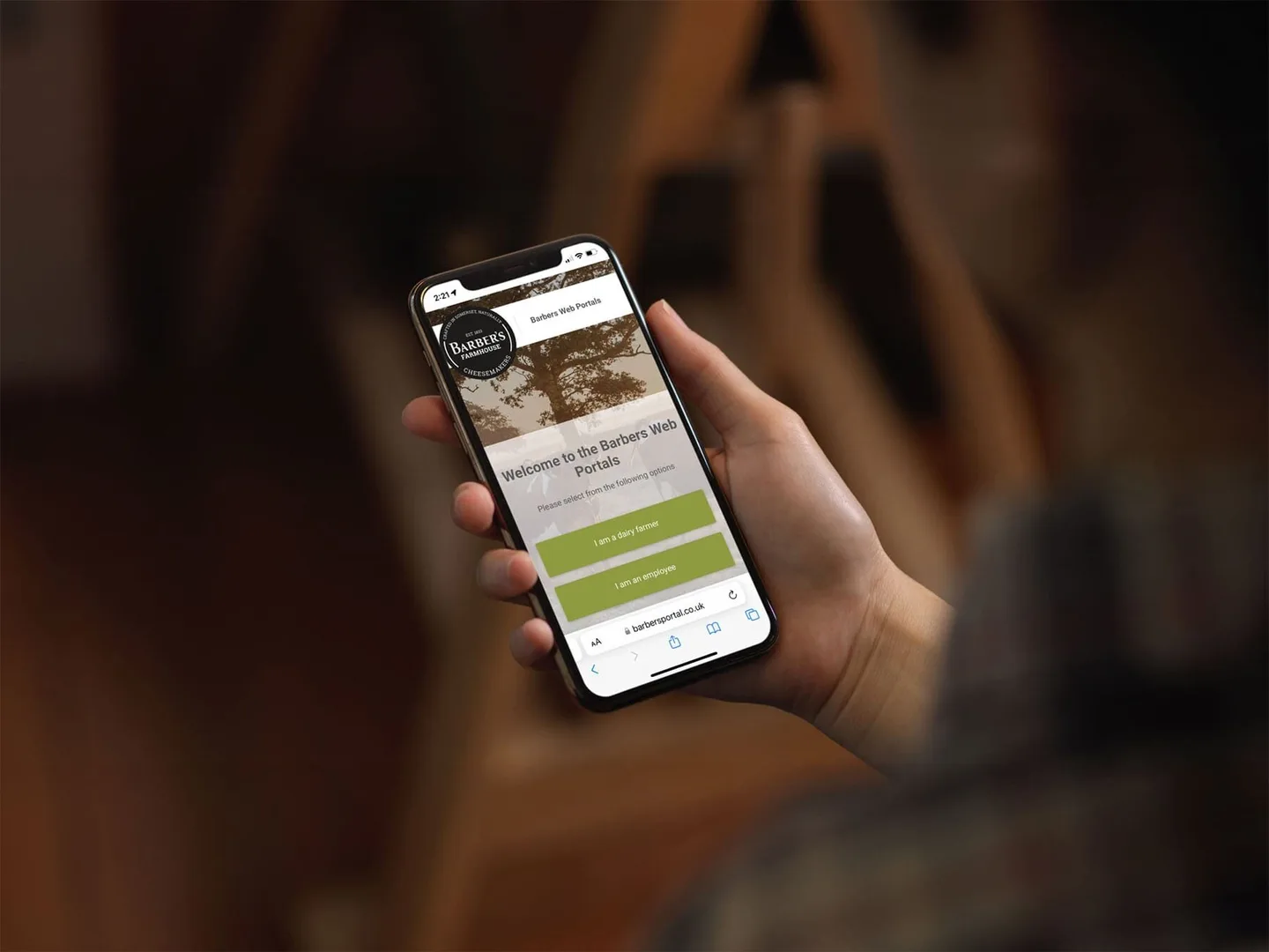 Barers Mockup web app on smartphone