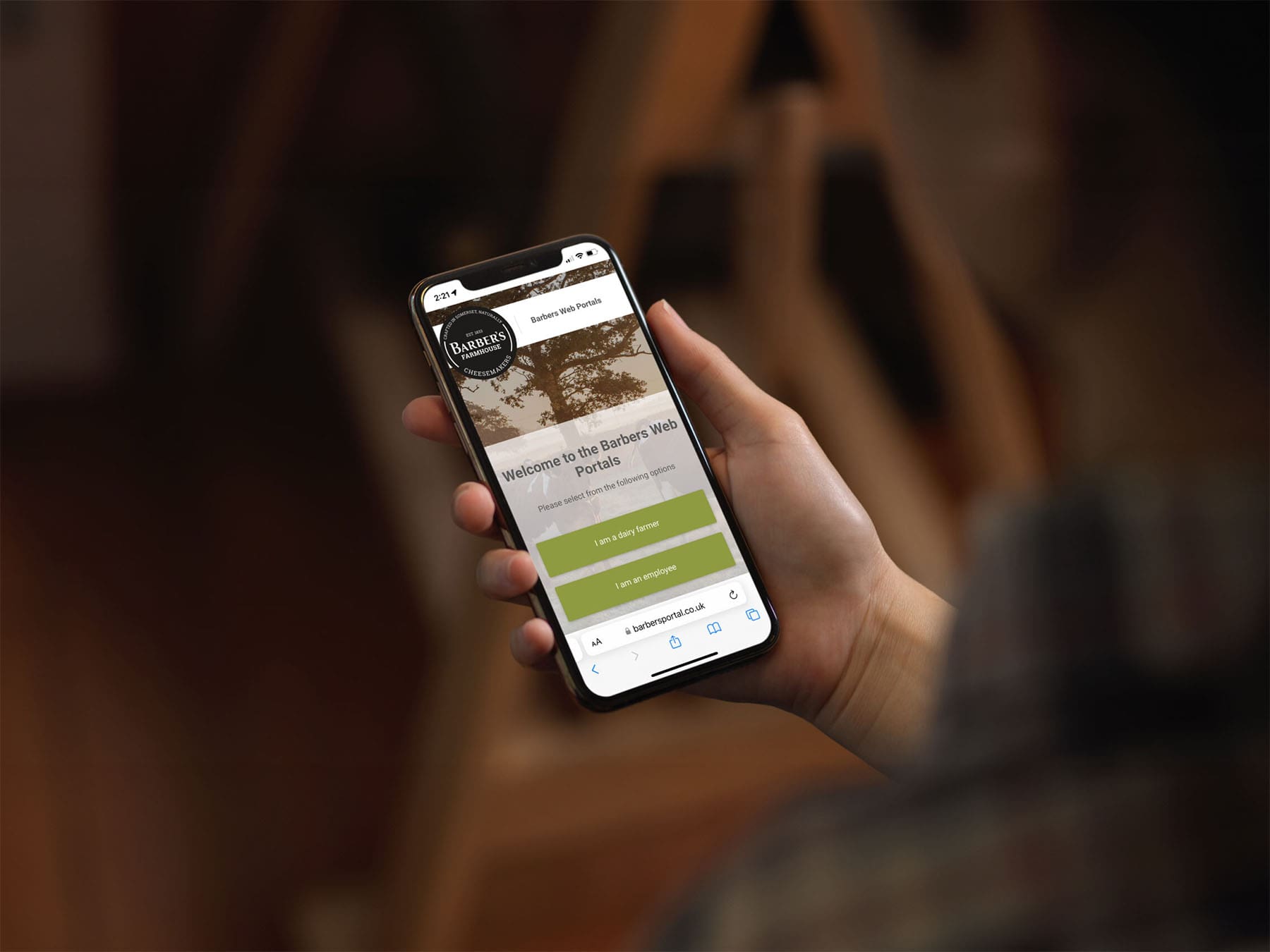 Barers Mockup web app on smartphone